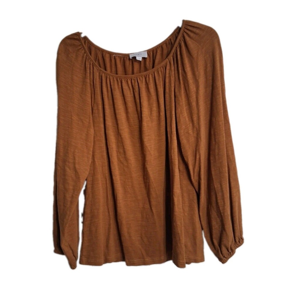 Women's LOFT Outlet Long Sleeve Rust Brown Top Size S